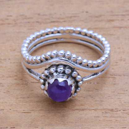 Enshrined Dot Motif Amethyst Cocktail Ring from Bali