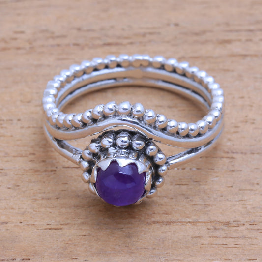 Enshrined Dot Motif Amethyst Cocktail Ring from Bali