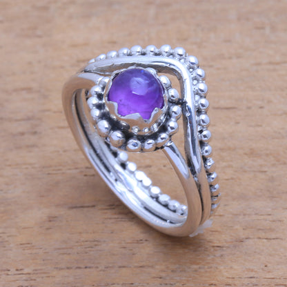 Enshrined Dot Motif Amethyst Cocktail Ring from Bali