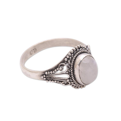 Princess Gem Handmade Rainbow Moonstone Single-Stone Ring from Bali