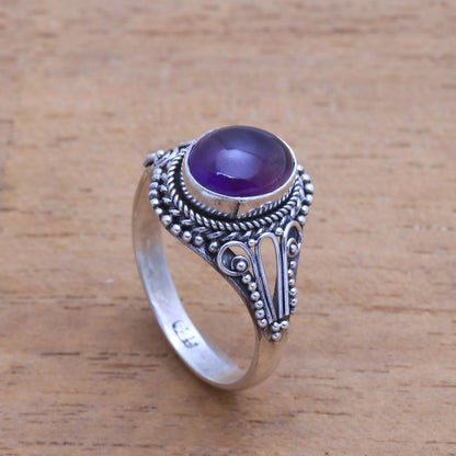 Princess Gem Handmade Amethyst Single-Stone Ring from Bali