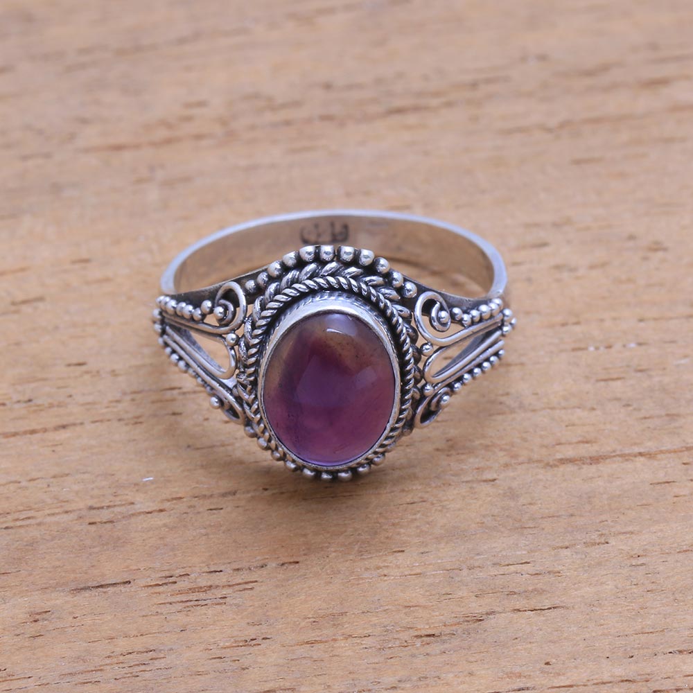 Princess Gem Handmade Amethyst Single-Stone Ring from Bali