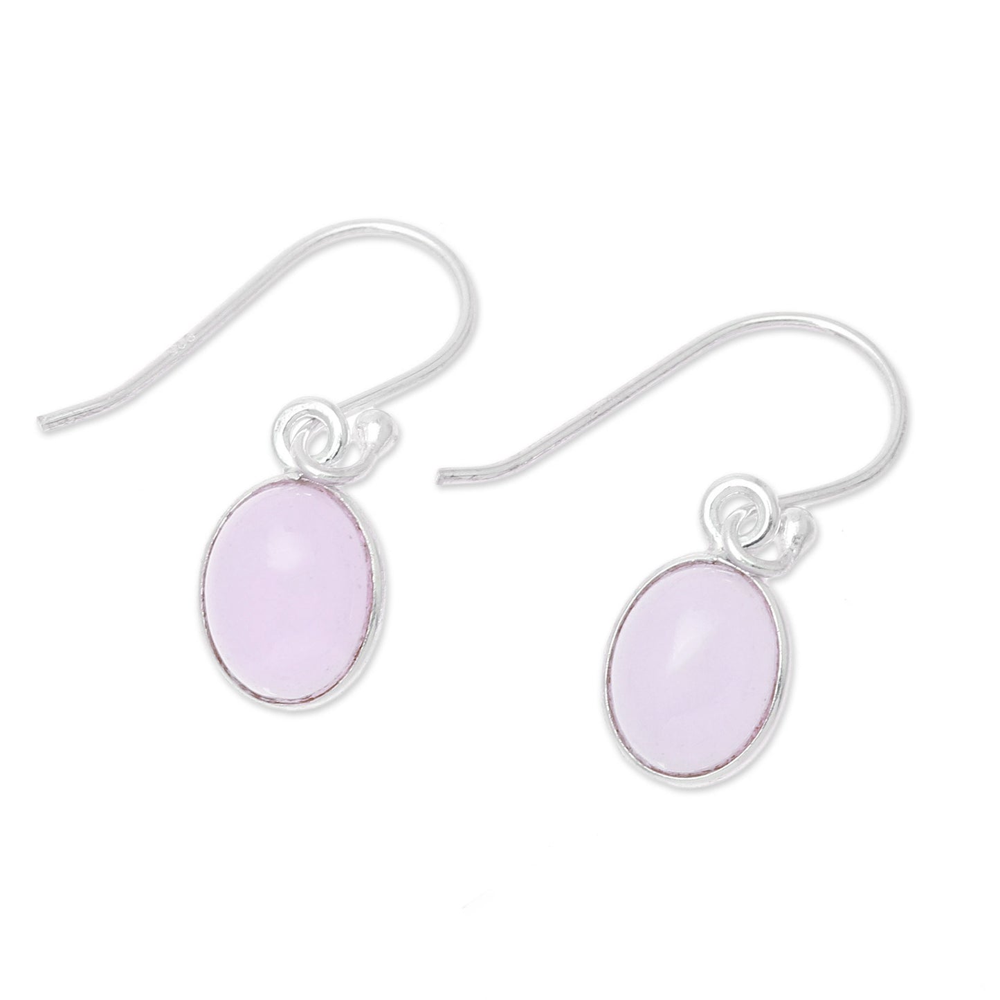 Luminous Soft Pink Soft Pink Chalcedony Dangle Earrings from India