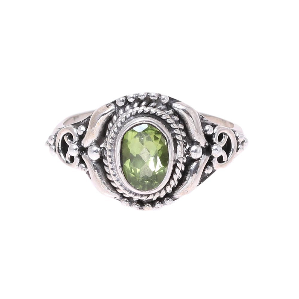 Traditional Romantic Traditional Peridot Cocktail Ring from India