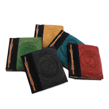 Hedge Maze Assorted Color Natural Fiber Journals from Bali (Set of 5)