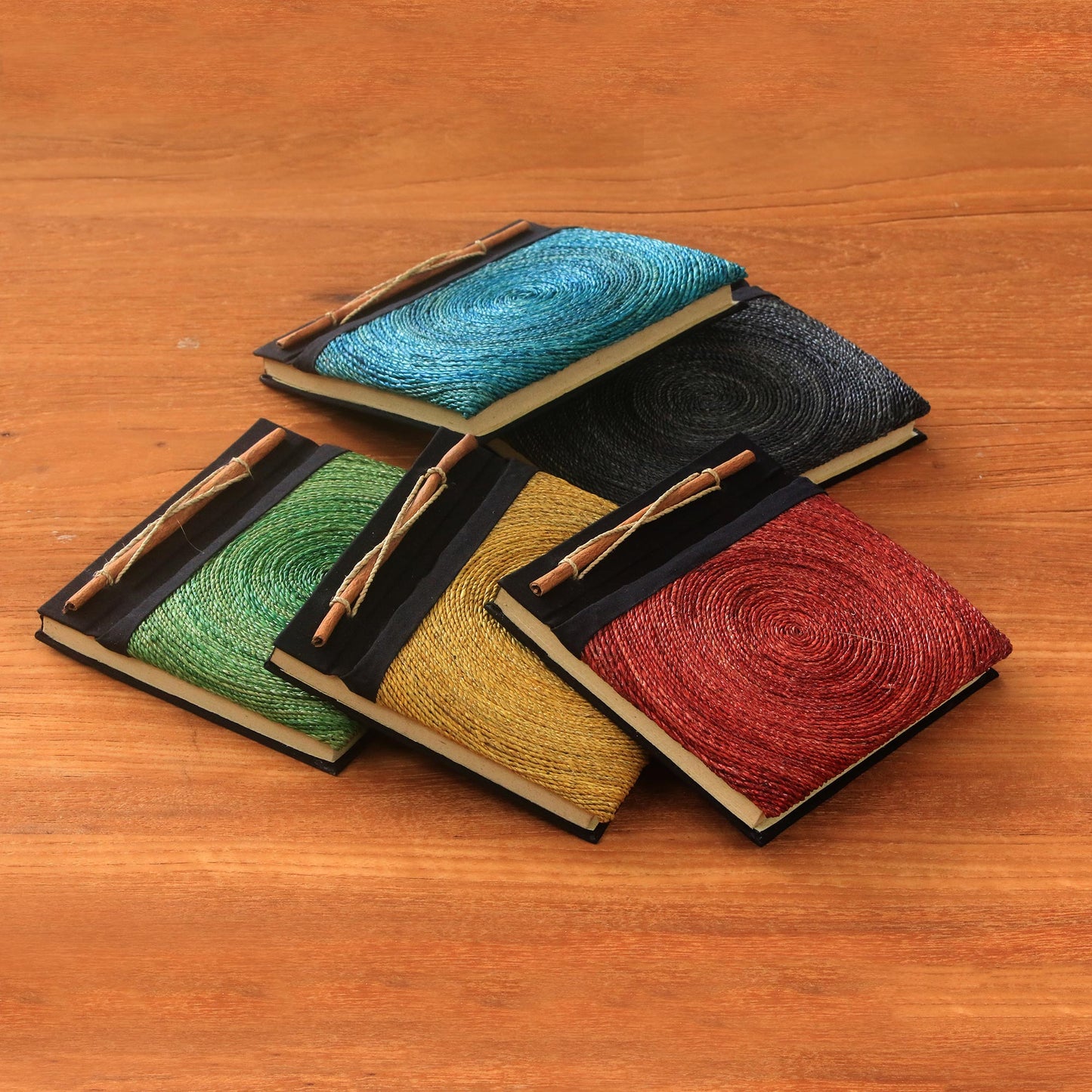 Hedge Maze Assorted Color Natural Fiber Journals from Bali (Set of 5)