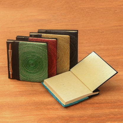 Hedge Maze Assorted Color Natural Fiber Journals from Bali (Set of 5)