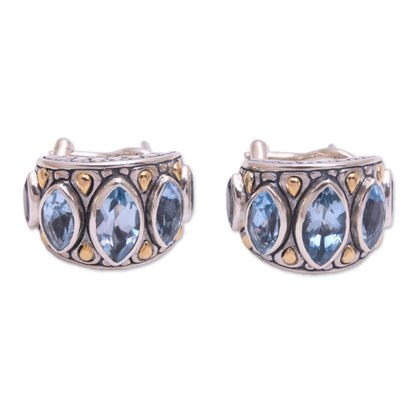 Ocean Arch Sterling Silver Gold Accent Blue Topaz Drop Earrings