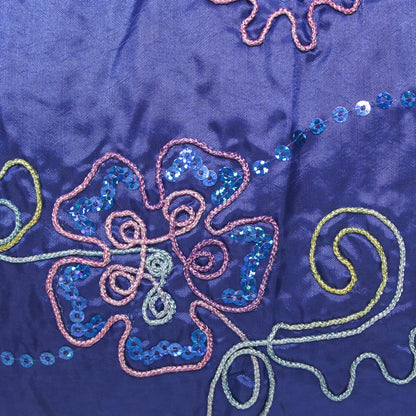 Glittering Blue Flower Black and Blue Cotton with Floral Pattern Shoulder Bag