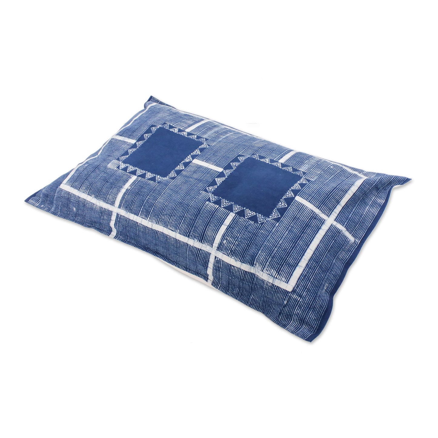 Energetic Stripes Batik Cotton Sham in Indigo from Thailand