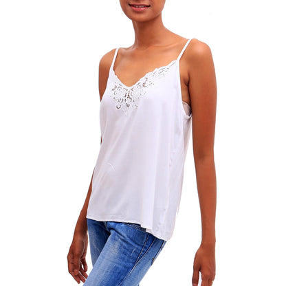 Snow White Kerawang White Rayon Tank Top