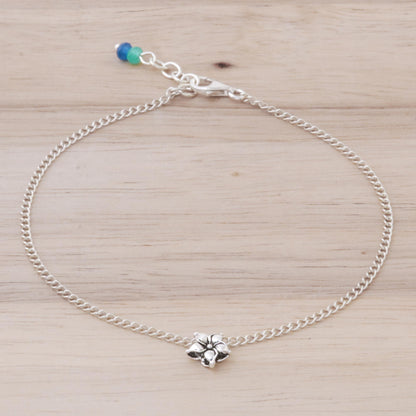 Little Flower Handmade Sterling Silver and Quartz Floral Anklet