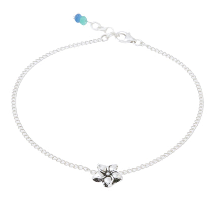 Little Flower Handmade Sterling Silver and Quartz Floral Anklet