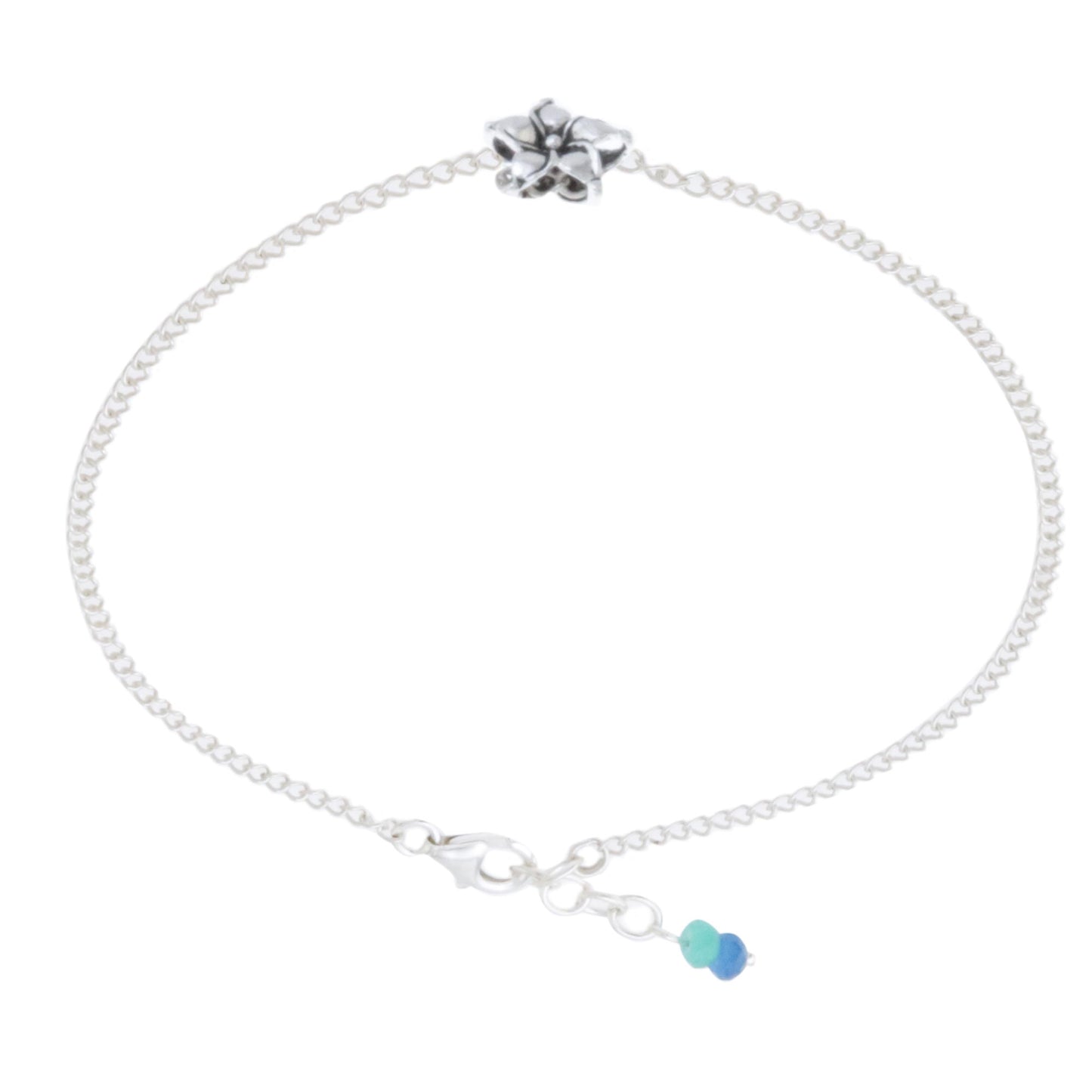 Little Flower Handmade Sterling Silver and Quartz Floral Anklet