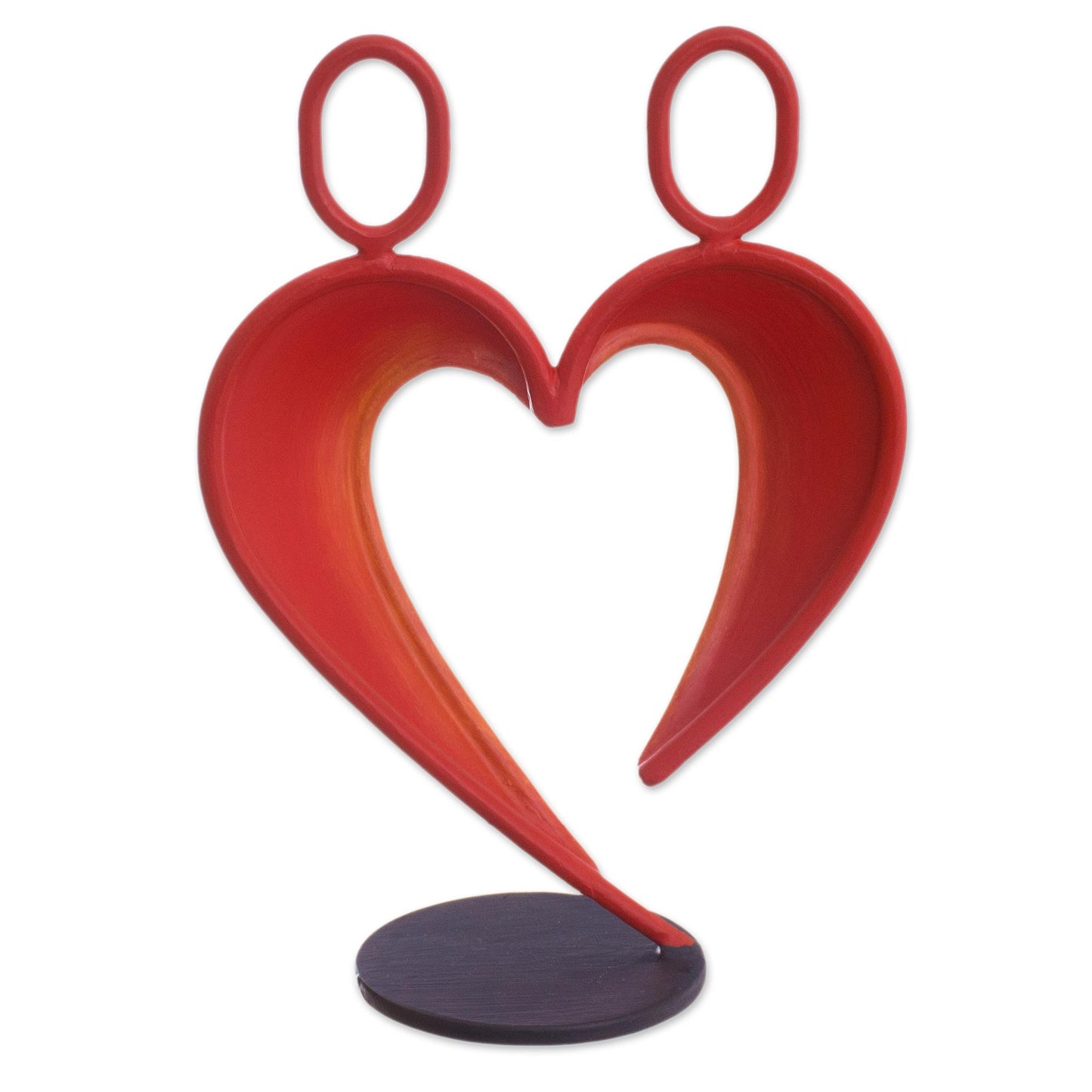 Our Heart in Red Abstract Steel Heart Sculpture in Red from Peru