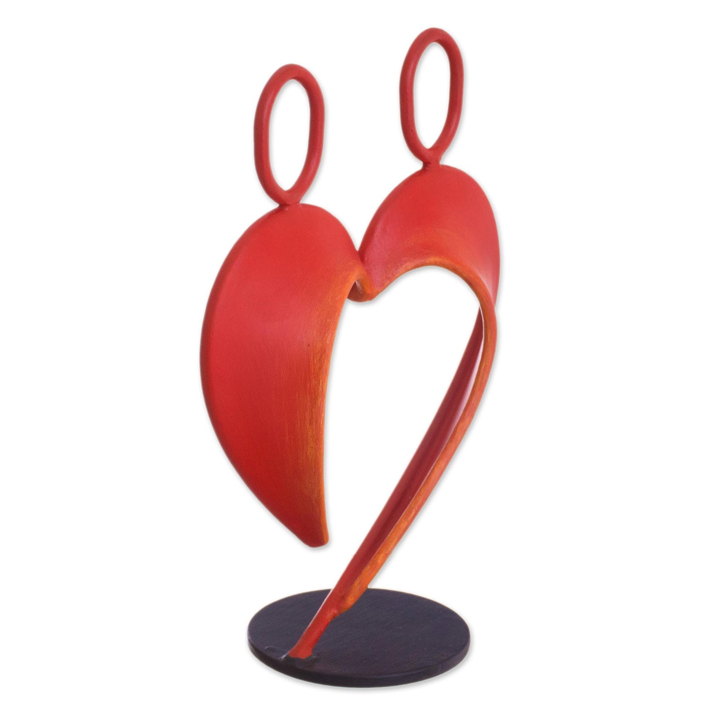 Our Heart in Red Abstract Steel Heart Sculpture in Red from Peru