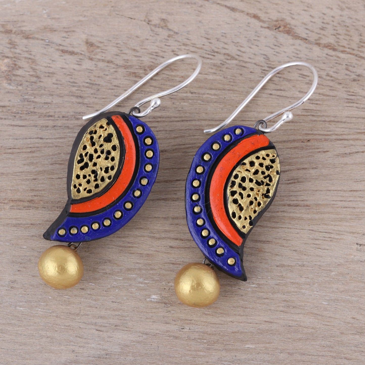 Mango Bliss Hand-Painted Ceramic Dangle Earrings Crafted in India