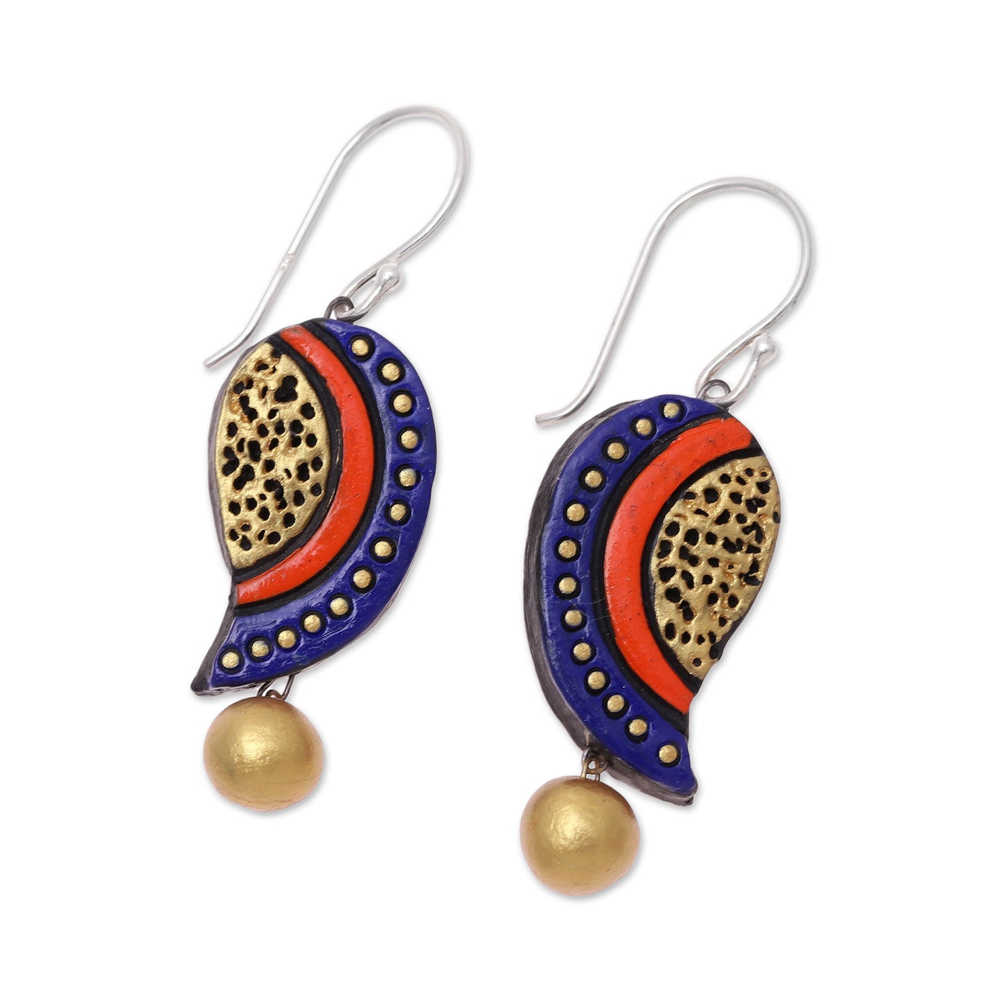 Mango Bliss Hand-Painted Ceramic Dangle Earrings Crafted in India