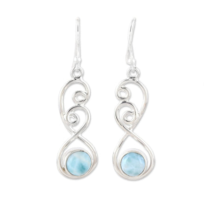 Sky Swirl Sterling Silver and Blue White Larimar Dangle Earrings