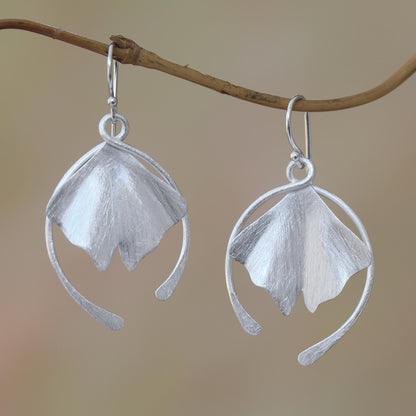 Flying Petals Flower Petal Sterling Silver Dangle Earrings from Bali