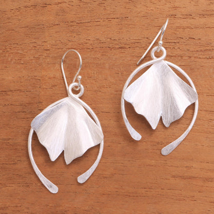 Flying Petals Flower Petal Sterling Silver Dangle Earrings from Bali