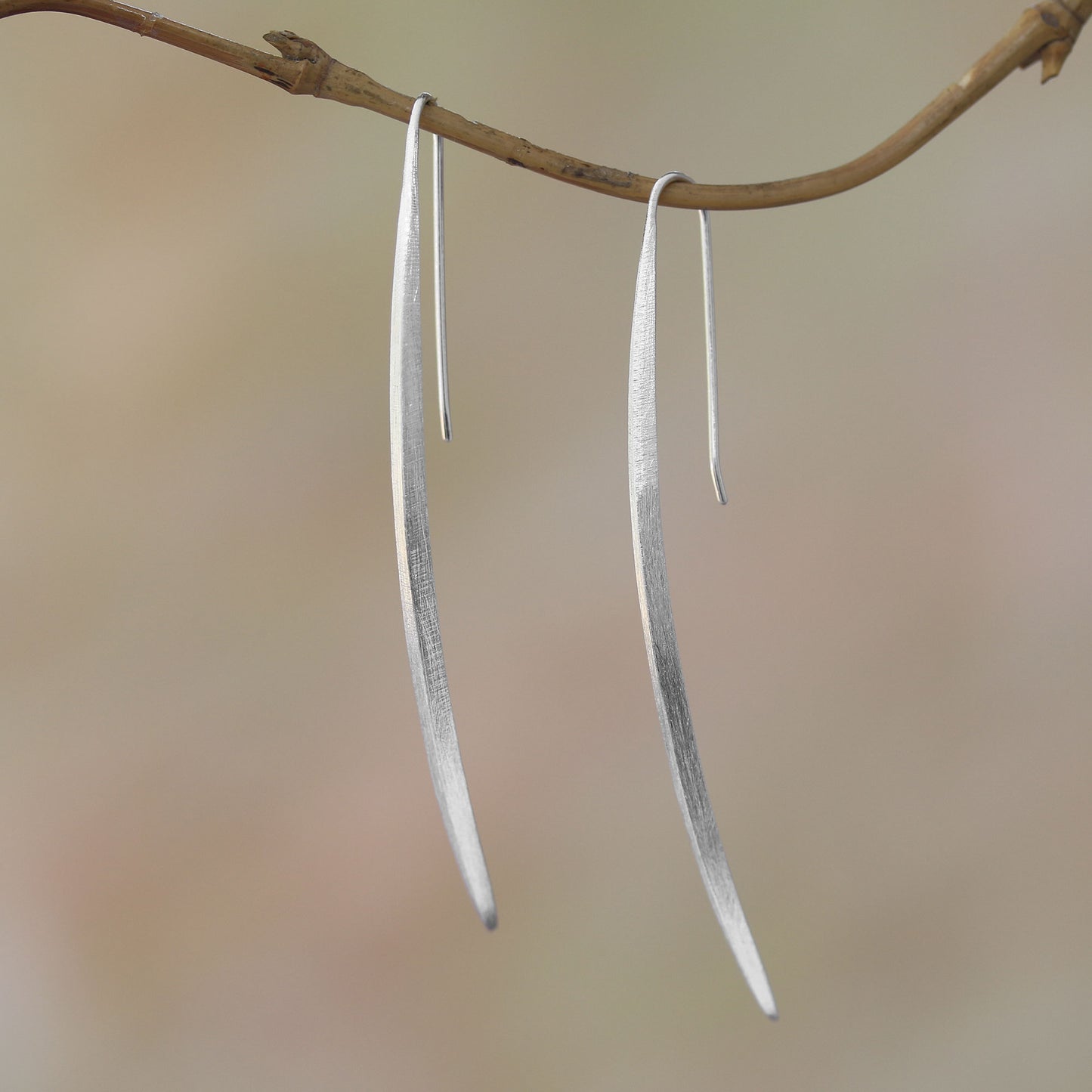 Modern Stalks Modern Sterling Silver Drop Earrings from Bali