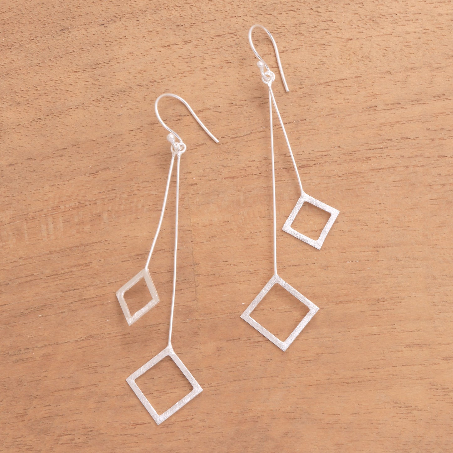 Quantum Dangle Geometric Sterling Silver Dangle Earrings from Bali