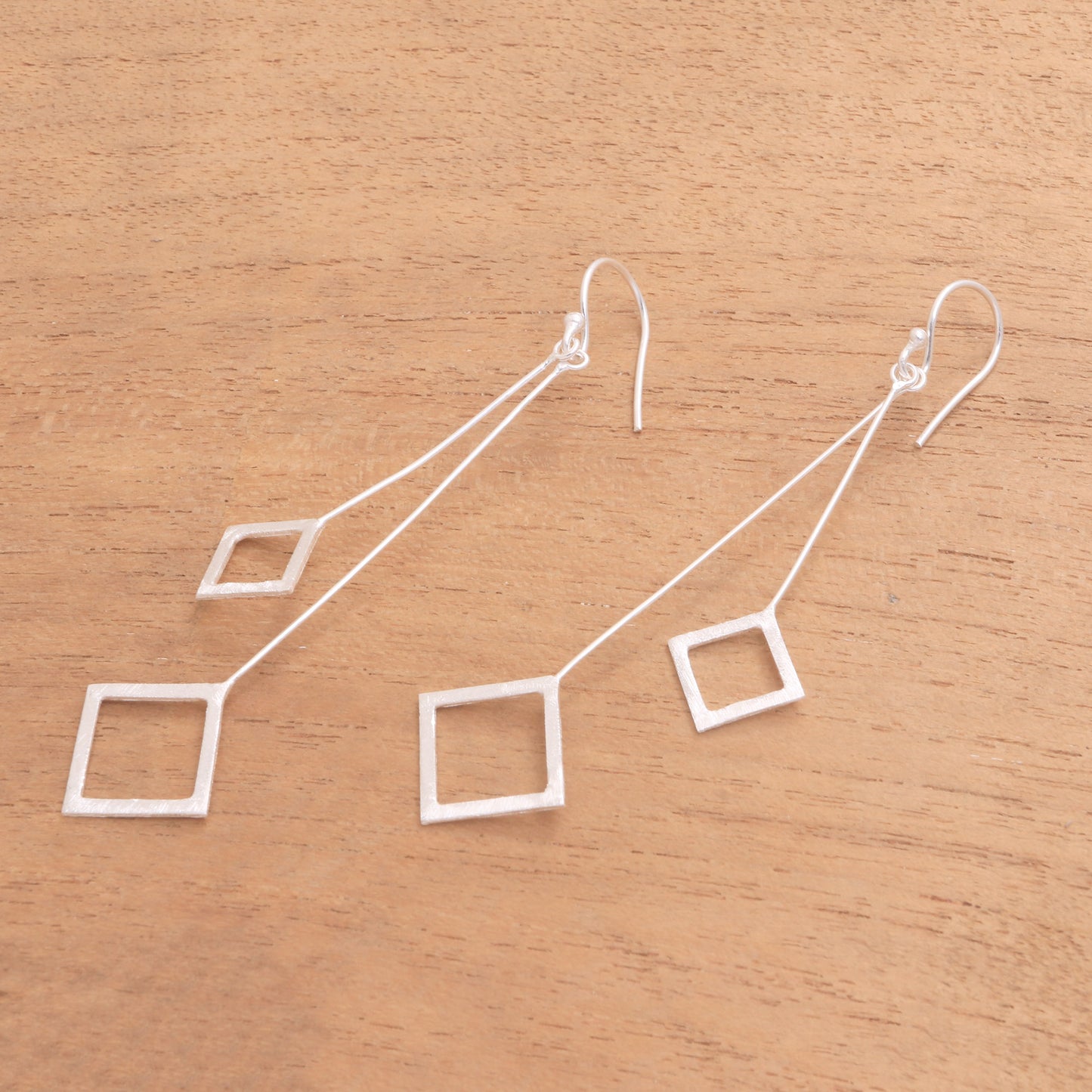 Quantum Dangle Geometric Sterling Silver Dangle Earrings from Bali