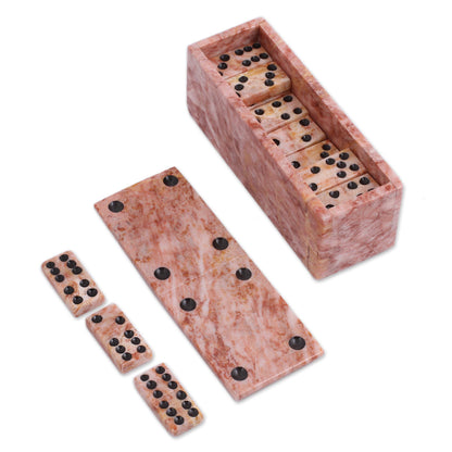 Victorious Chance Pink Marble Domino Set from Mexico (6 Inch)