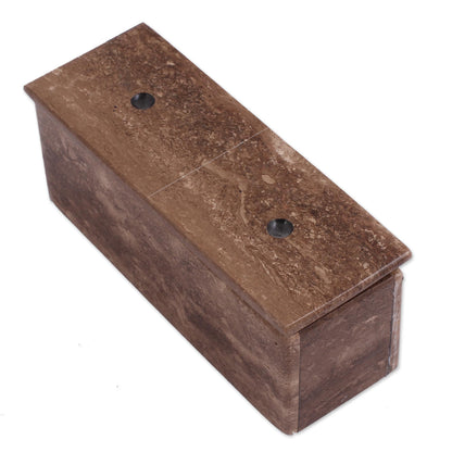 Rise to the Challenge Brown Marble Domino Set from Mexico