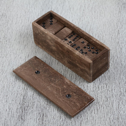 Rise to the Challenge Brown Marble Domino Set from Mexico