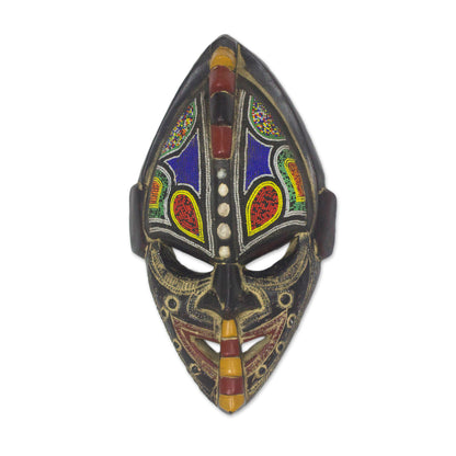 Thamsanqa Multi-Color Hand Carved Wood African Good Luck Wall Mask