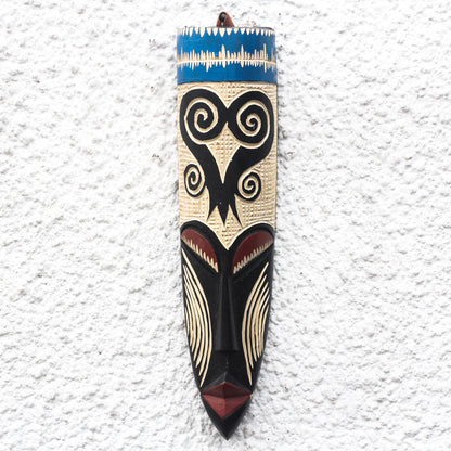 Tall Sankofa Sankofa-Themed African Wood Mask from Ghana