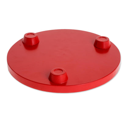 Traditional Colors in Red Decoupage Wood Trivet in Red from Costa Rica