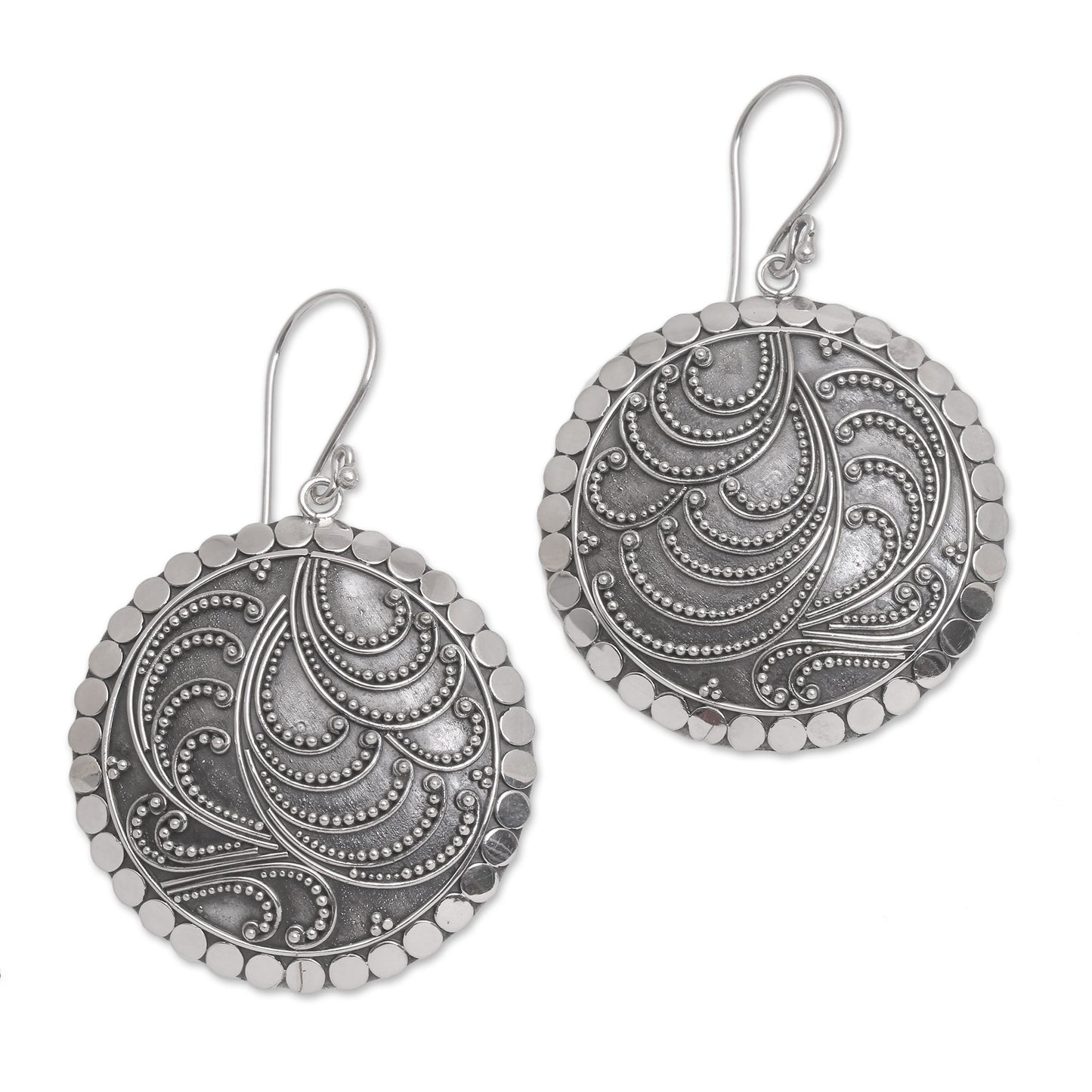 Sun Empress Handcrafted Sterling Silver Dangle Earrings from Bali