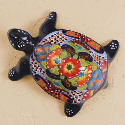 Cute Turtle Hand-Painted Ceramic Turtle Sculpture from Mexico