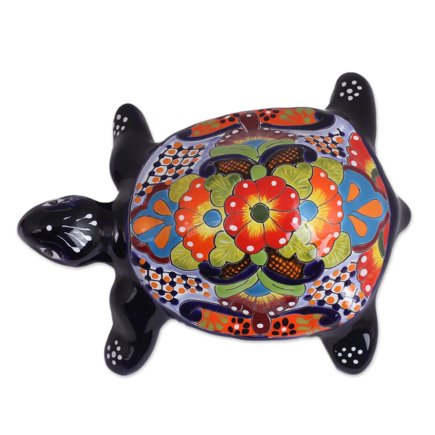 Cute Turtle Hand-Painted Ceramic Turtle Sculpture from Mexico