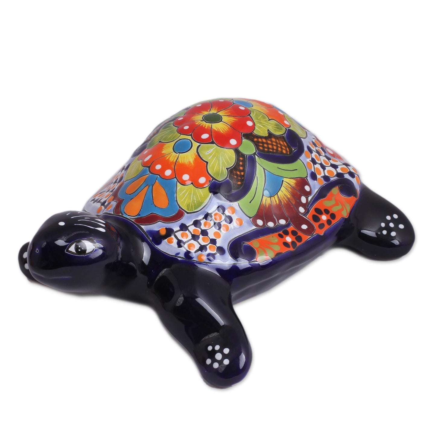 Cute Turtle Hand-Painted Ceramic Turtle Sculpture from Mexico