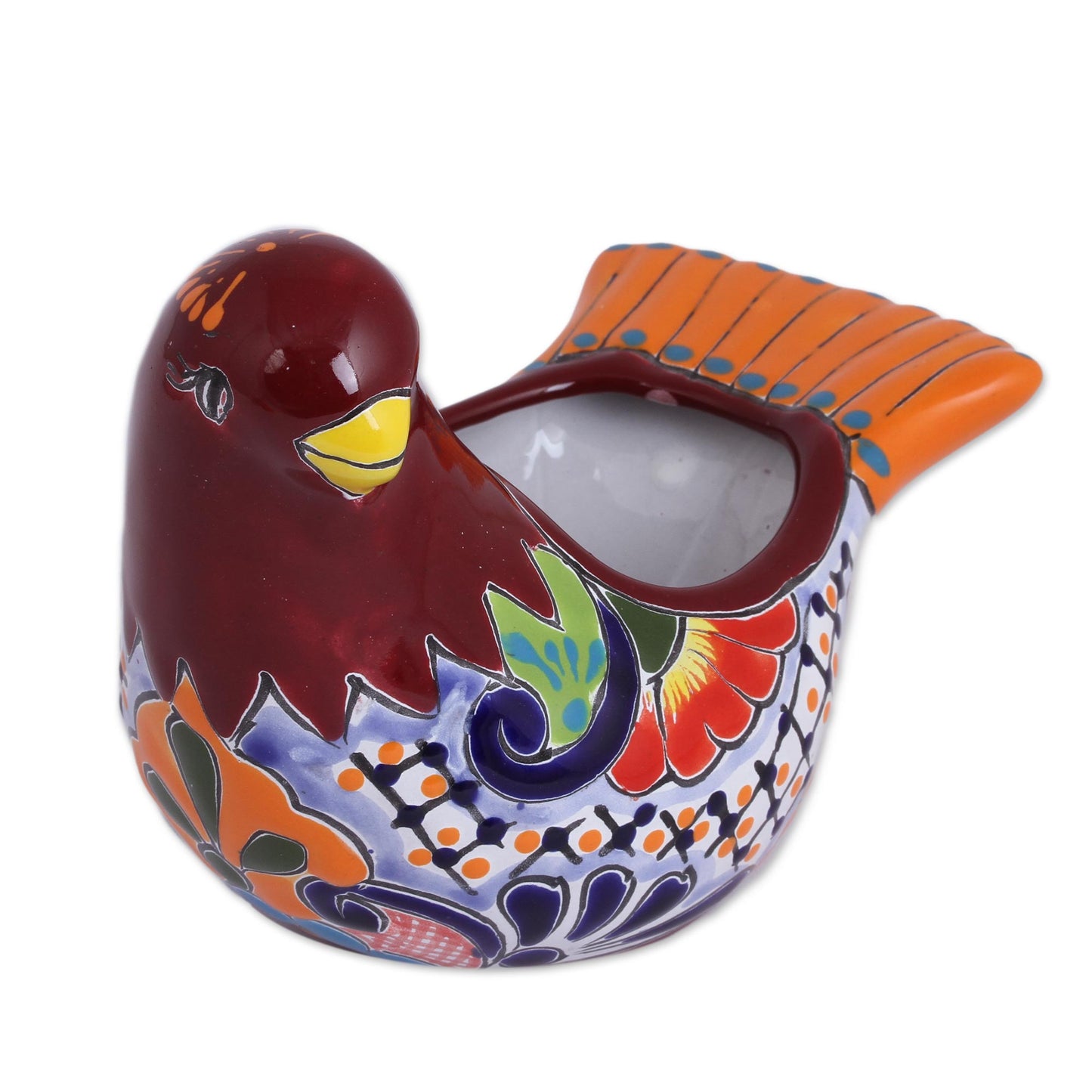 Sweet Dove Hand-Painted Ceramic Dove Flower Pot from Mexico