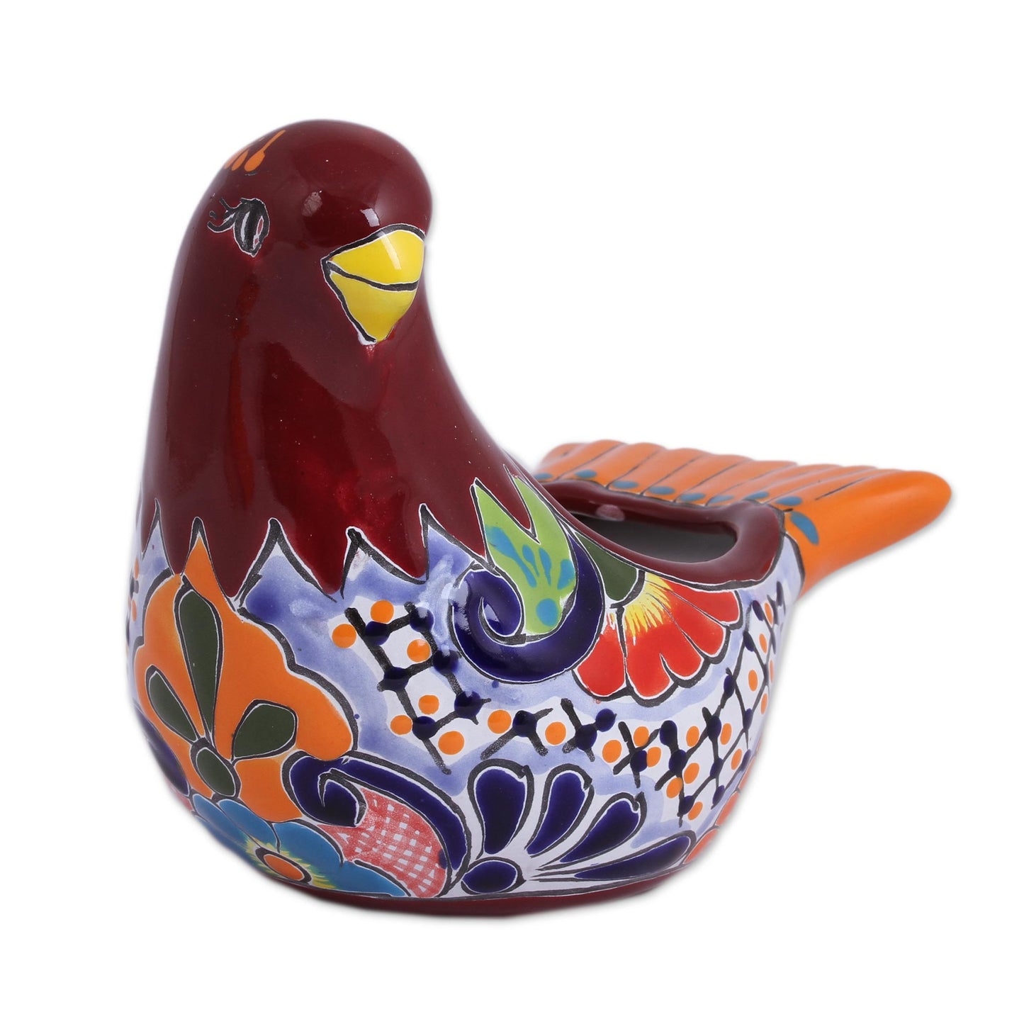 Sweet Dove Hand-Painted Ceramic Dove Flower Pot from Mexico