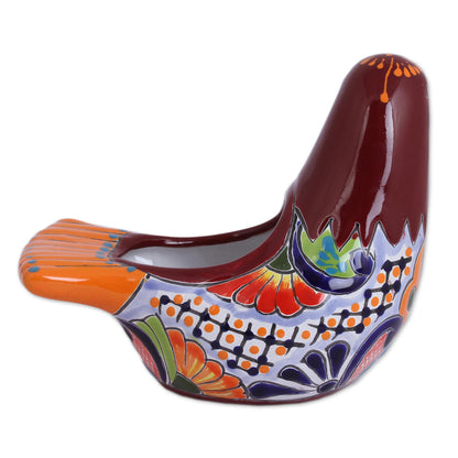 Sweet Dove Hand-Painted Ceramic Dove Flower Pot from Mexico