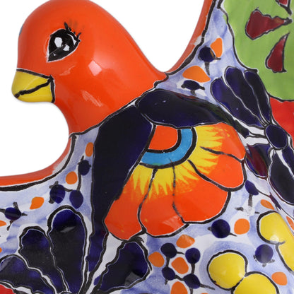 Colorful Dove Hand-Painted Ceramic Dove Wall Sculpture from Mexico