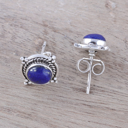 Morning Crowns Lapis Lazuli Stud Earrings from India