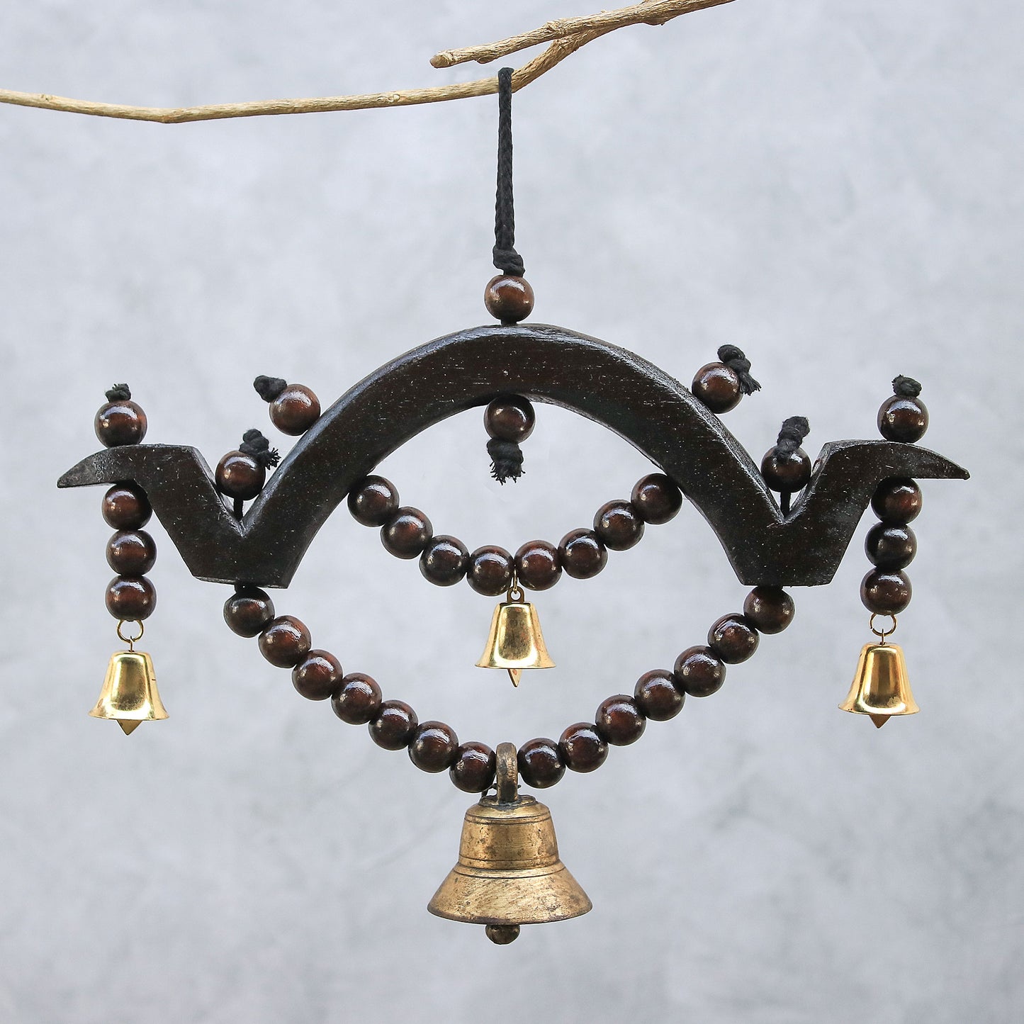 Ringing Countryside Handmade Raintree Wood Mobile from Thailand