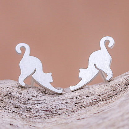 Feline Stretch Sterling Silver Earrings