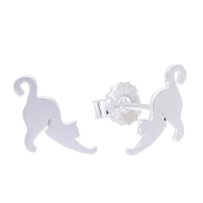 Feline Stretch Sterling Silver Earrings