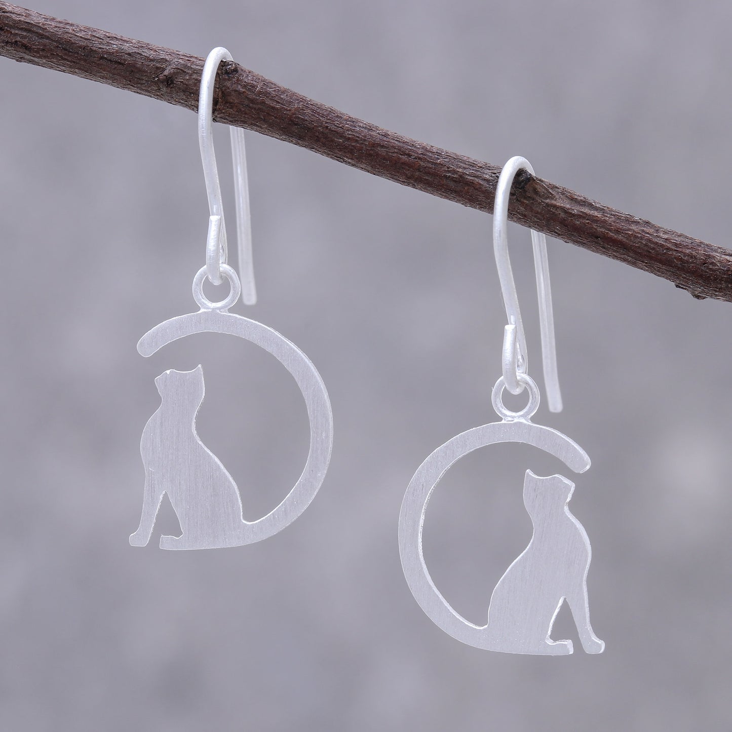 Long-tailed Cat Sterling Earrings