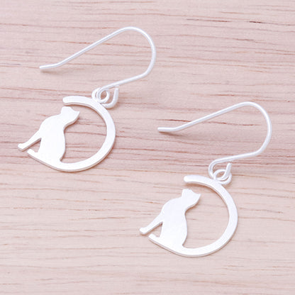 Long-tailed Cat Sterling Earrings