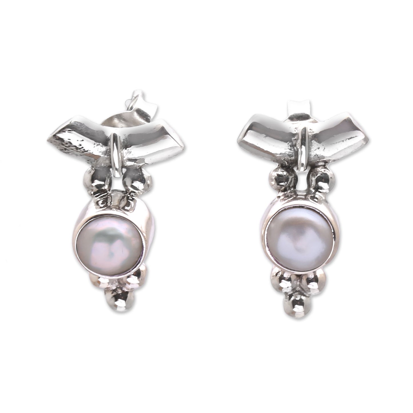 God's Grapes Dot Motif Cultured Pearl Drop Earrings from Bali