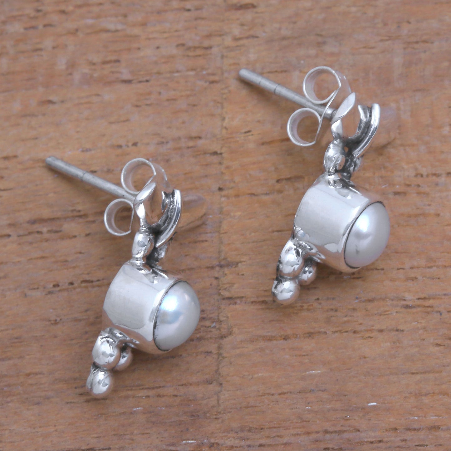 God's Grapes Dot Motif Cultured Pearl Drop Earrings from Bali